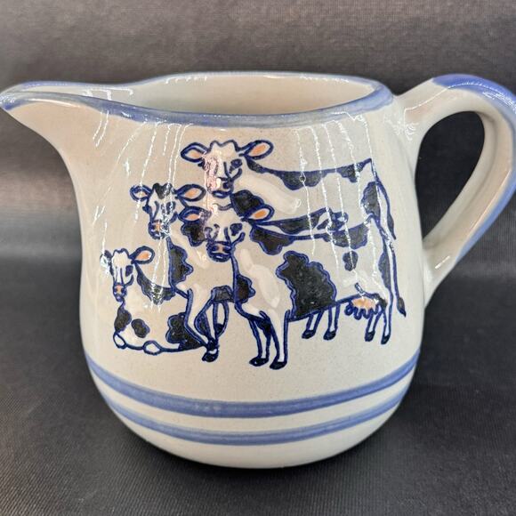 Louisville Stoneware Pottery Large Pitcher With Cows Country Decor Kentucky - Picture 1 of 7